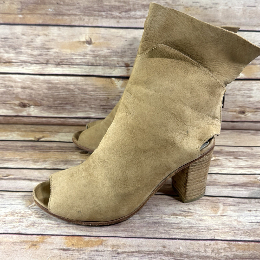 Free People Womens Golden Road Peep Toe Soft Tan Leather Ankle Boots 37/6.5 - Picture 5 of 9